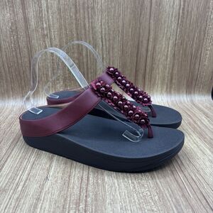 Fitflop Sandals Verna Pearl Flip Flops Thong Shooes Red Maroon Women’s Size 10